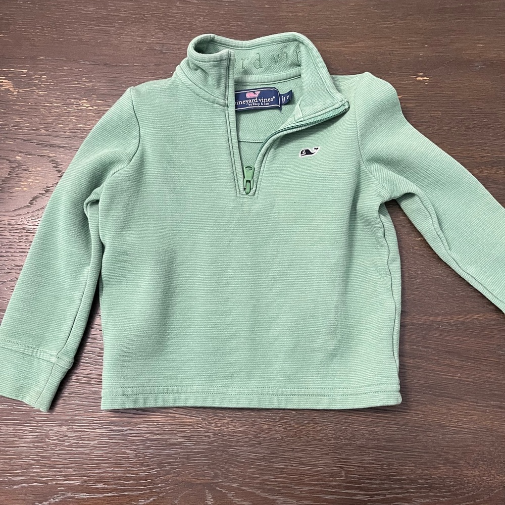 Vineyard Vines Kids Green Quarter-Zip Pullover